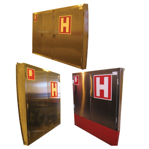 Stainless steel hydrant cabinets for tunnels