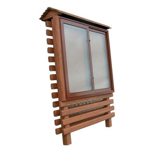 Wooden info cabinet with lighting